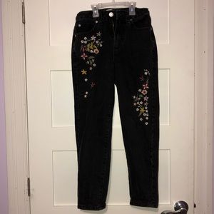Embroidered black mom jeans from garage